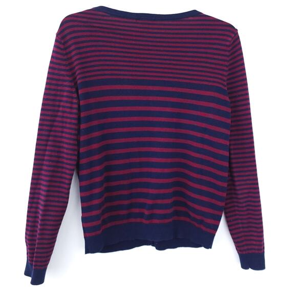 H&M Maroon & Navy Striped Cardigan Medium Preppy, School Girl Long Sleeve - Picture 3 of 5